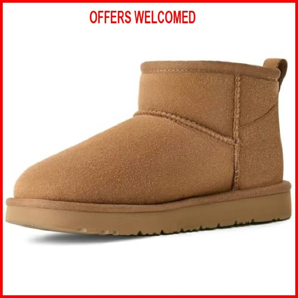 Genuine Suede Ankle Boots Women's Winter Snow Boots Fur Lined Cozy - Picture 2 of 8